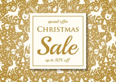 Süslemeleri ile Noel Satış afiş Kavramı. Vektör.