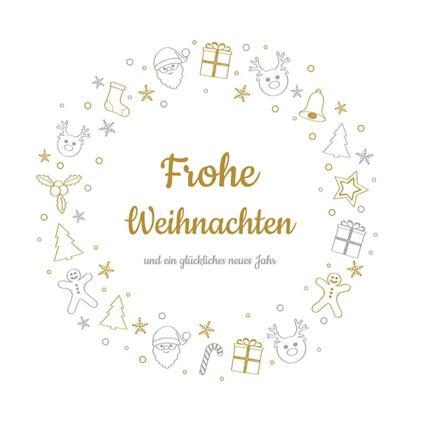 Frohe Weihnachten Und Gluckliches Neues Jahr German圣诞祝福 — 图库矢量图片