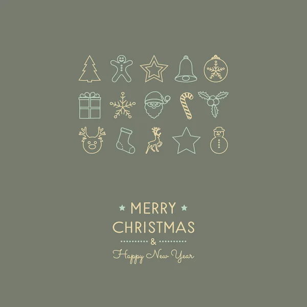Carte Vœux Noël Avec Ornements Dessinés Main Vecteur — Image vectorielle