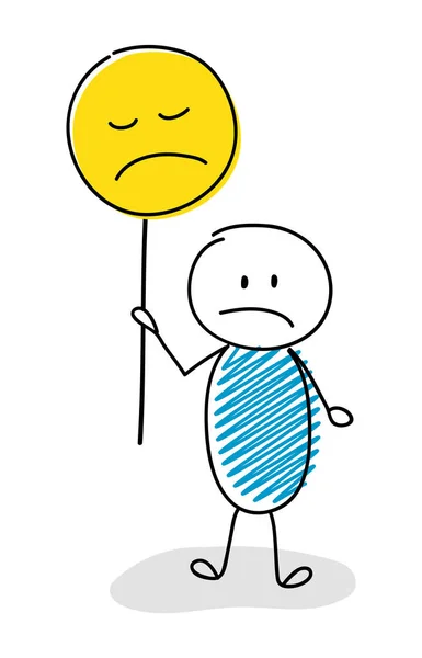 Divertido Stickman Dibujos Animados Sosteniendo Globos Con Emoticono Enojado Vector — Archivo Imágenes Vectoriales