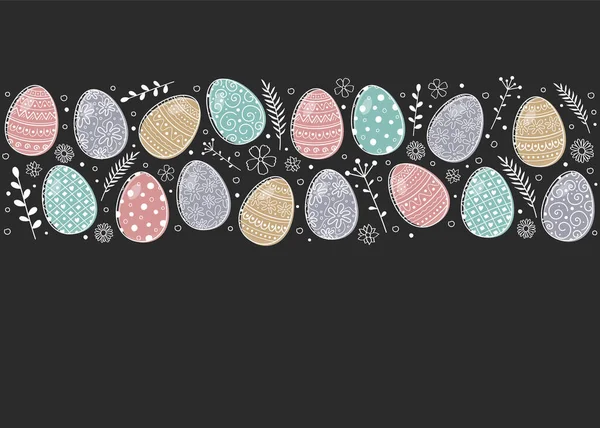 Πασχαλινό Φόντο Χειροποίητα Αυγά Ζωγραφισμένα Στο Χέρι Διάνυσμα — Διανυσματικό Αρχείο