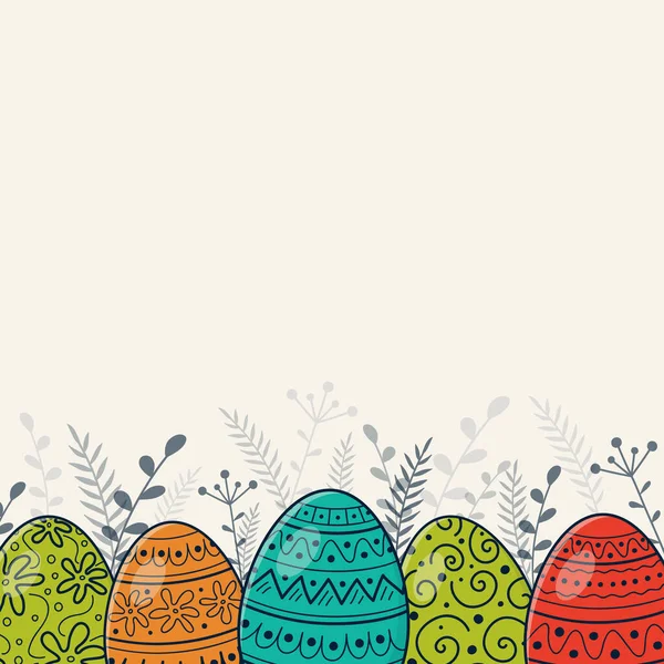 Układ Wielkanocnej Kartki Pięknymi Jajkami Wektor — Wektor stockowy