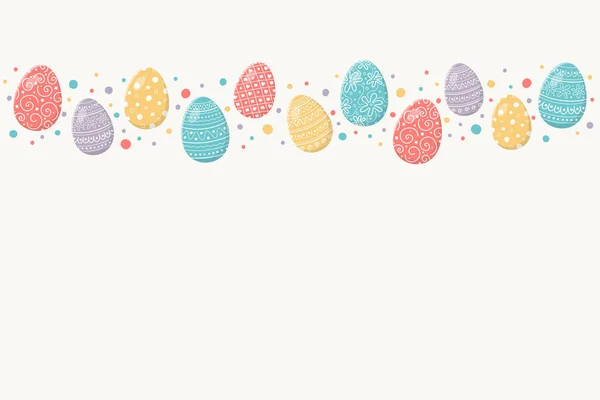 Цветной Пасхальный Баннер Декоративными Яйцами Открытка Копирайтом Вектор — стоковый вектор