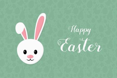 Mutlu tavşan ve iyi dileklerle Paskalya tebrik kartı. Pankart. Vektör