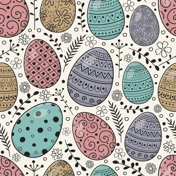 Concept Background Cute Hand Drawn Eggs Vector — Stock Vector