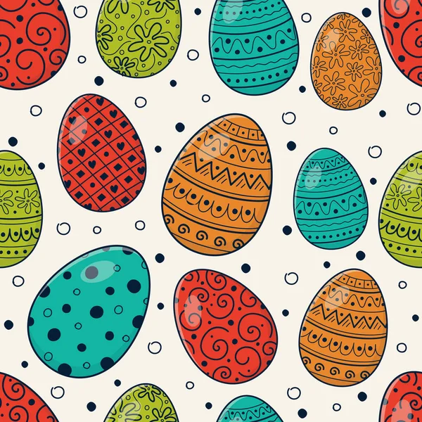 Seamless Pattern Cute Easter Eggs Vector — Stock Vector