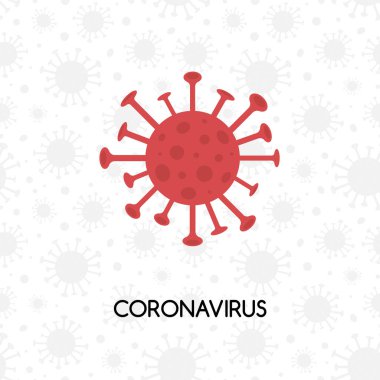 Beyaz arkaplanda Coronavirus yazılıydı. Yeni ölümcül virüs salgını. Vektör illüstrasyonu 