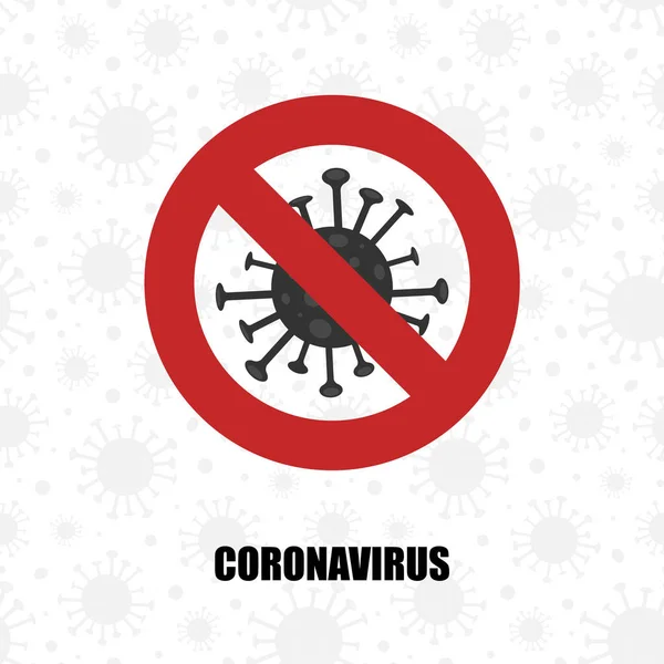 Peringatan Coronavirus Tanda Larangan Merah Hentikan Epidemi Penyakit Baru Covid - Stok Vektor