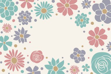 Elle çizilmiş çiçekli pankart. Anneler Günü, Kadınlar Günü ve Sevgililer Günü şablonu. Vektör 