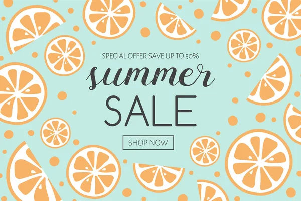 Concept Summer Sale Αφίσα Ζουμερά Πορτοκάλια Διάνυσμα — Διανυσματικό Αρχείο