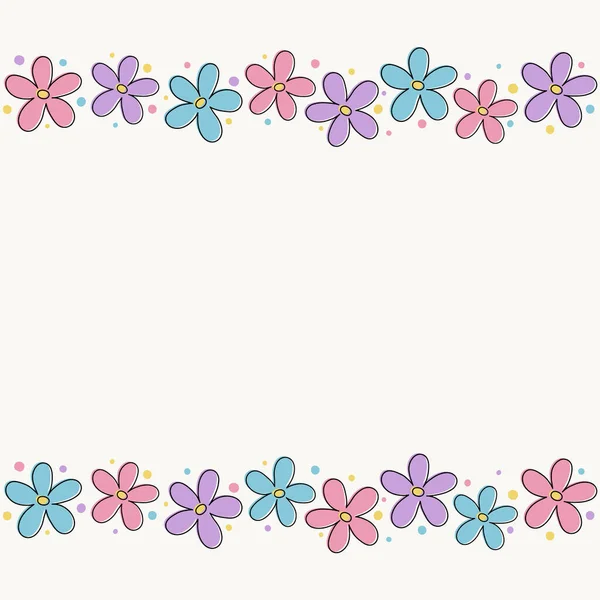 Konzept Einer Leeren Karte Mit Niedlichen Bunten Blumen Muttertag Frauentag — Stockvektor