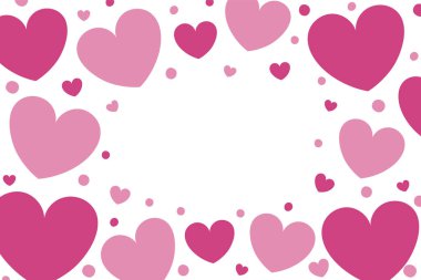 Elle çizilmiş kalpleri olan boş bir kart. Anneler Günü, Kadınlar Günü ve Sevgililer Günü şablonu. Vektör 