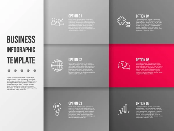 Diagrama Flujo Gris Con Iconos Negocios Plantilla Infográfica Vector — Vector de stock