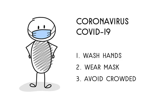 Consejos Prevención Para Epidemia Coronavirus Vector — Vector de stock