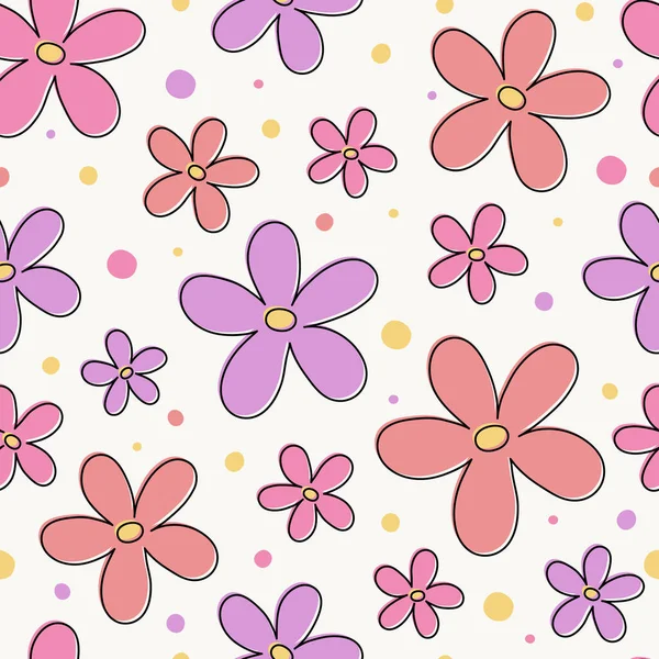 Frühlingsmuster Mit Handgezeichneten Blumen Muttertag Frauentag Und Valentinstag Hintergrund Vektor — Stockvektor