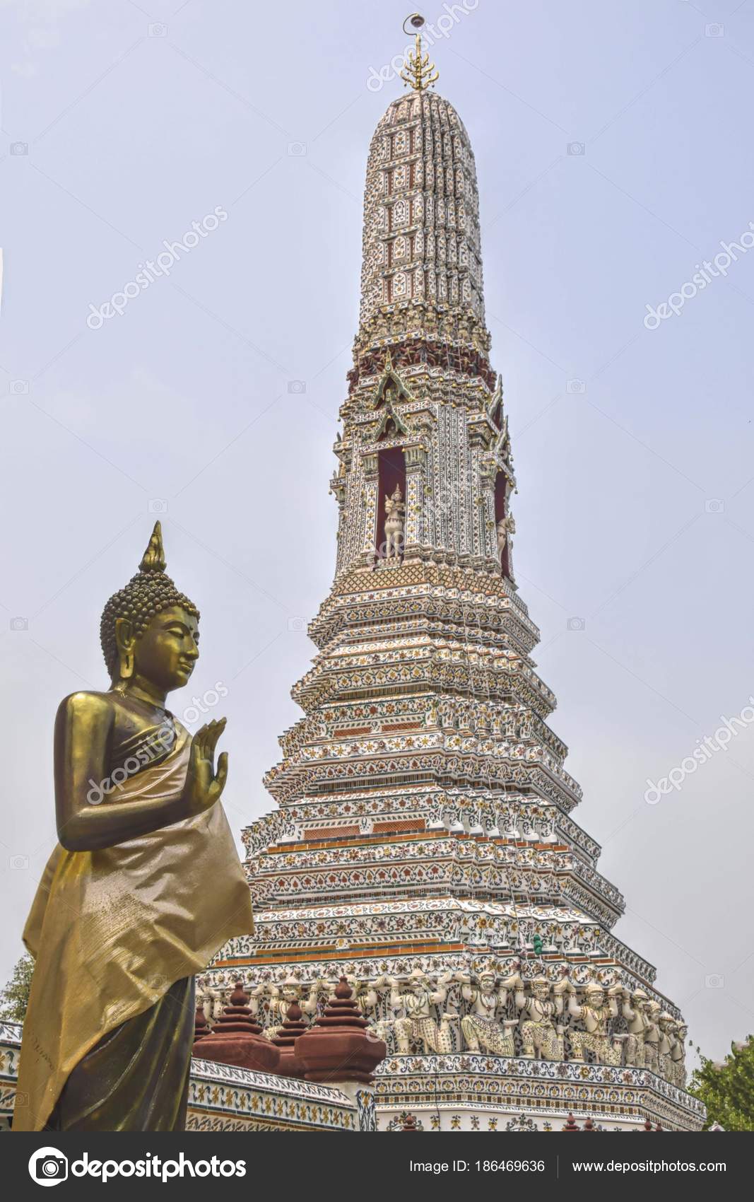 Thailand Bangok March 16 Buddha Statue Spire Pagoda Temple Dawn Stock Photo C Visionphoto Thailand Bangok March 16 Buddha Statue Spire Pagoda Temple Dawn Stock Photo C Visionphoto