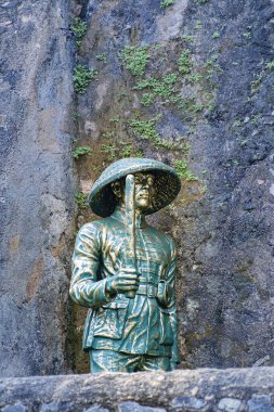 Galle, Sri Lanka, Eylül 2015: Galle Kalesi 'ni koruyan Koloni tarzı asker bakır heykeli