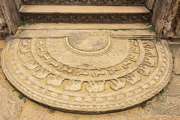 Polonnaruwa Sri Lanka Pietra Luna Che Rappresenta Nascita Degrado Malattia — Foto Stock