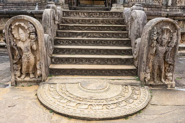 Polonnaruwa Sri Lanka Moonstone Representing Birth Decay Disease Death Floor — Zdjęcie stockowe