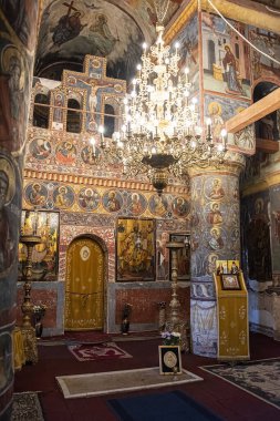 Snagov, Romania - Aug 2019: Interior of Snagov Monastary, the supposed resting place of Vlad the Impaler