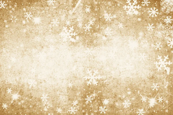 Zlaté grunge ilustrace zimní pozadí s sněhové vločky — Stock fotografie