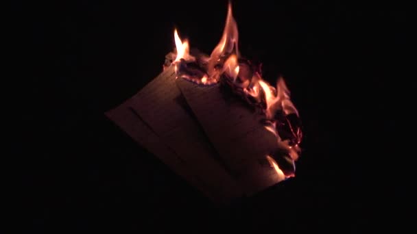 Hořící Rukopis Hořící Papír — Stock video