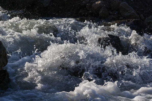 Fast-flowing water in a mountain river.