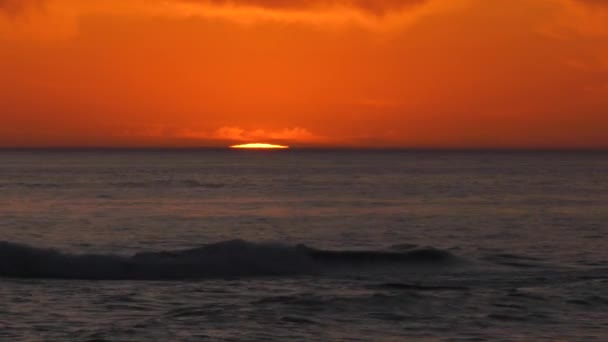 Kaspische Zee Bij Zonsondergang Zon Gaat Onder Zee — Stockvideo