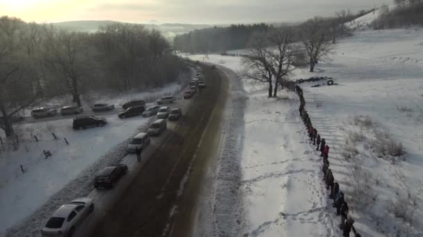 Cadeia Viva Defesa Montanha Solitária Kushtau Ação Pública Para Proteger — Vídeo de Stock