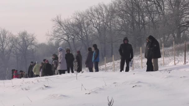 Catena Vivente Difesa Della Montagna Solitaria Kushtau Azione Pubblica Proteggere — Video Stock