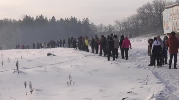 Cadeia Viva Defesa Montanha Solitária Kushtau Ação Pública Para Proteger — Vídeo de Stock