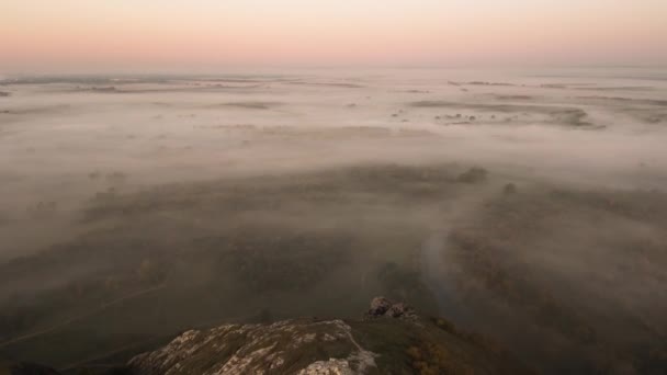 石灰岩で構成された古代の海のサンゴ礁の遺跡 Shikhan Yuraktau ベラヤ川の氾濫原でインドの夏 空中風景 — ストック動画