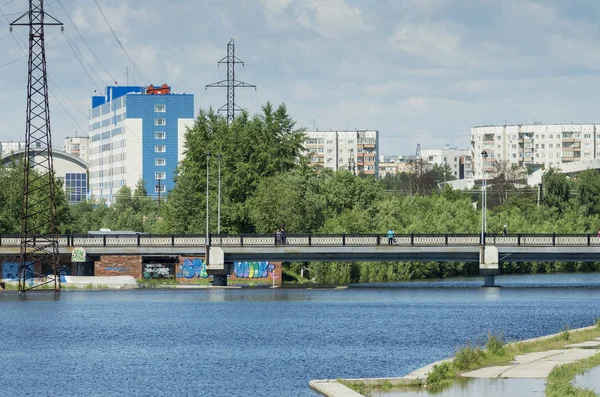 Surgut Výhled Město Saimský Kanál Pohled Nové Budovy — Stock fotografie