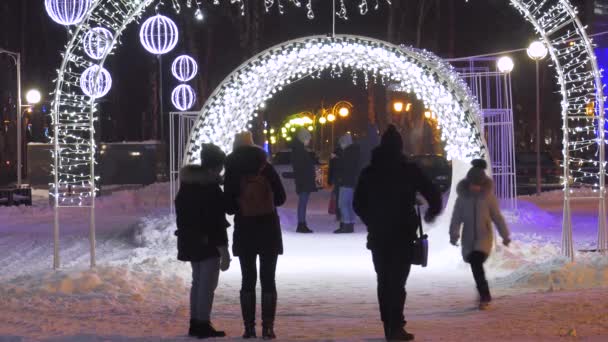 Iluminación Año Nuevo Túnel Luz — Vídeos de Stock