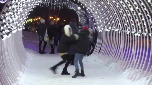 Nyårsbelysning Lätt Tunnel — Stockvideo