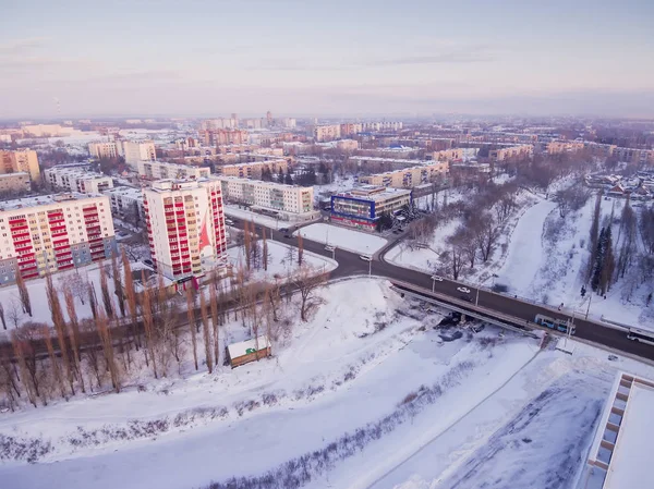 Sterlitamak Industristad Vintern Smog Över Staden — Stockfoto