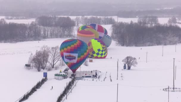 Préparation Ballon Pour Décollage Vol Montgolfière Dans Cadre Festival International — Video