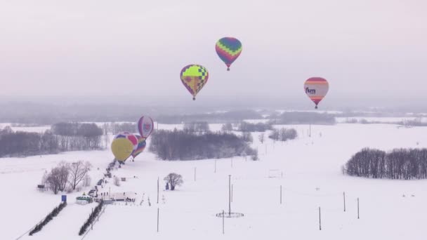 Enlevez Ballon Sol Vol Montgolfière Dans Cadre Festival International Folklore — Video