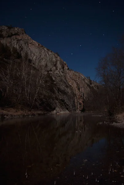 Mountain River Starry Sky — Stock Photo, Image