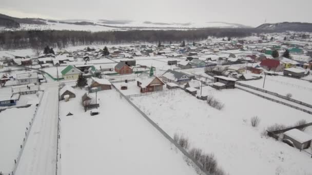 Güney Uralları Kışın Dağlarda Makarovo Nun Bashkir Köyü Hava Görünümü — Stok video