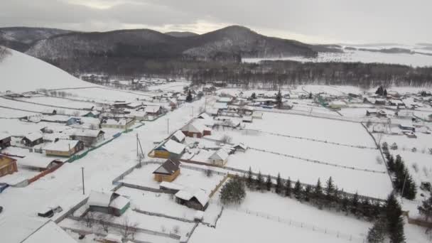 Uralii Sud Bashkir Sat Makarovo Munți Timpul Iernii Vedere Aeriană — Videoclip de stoc