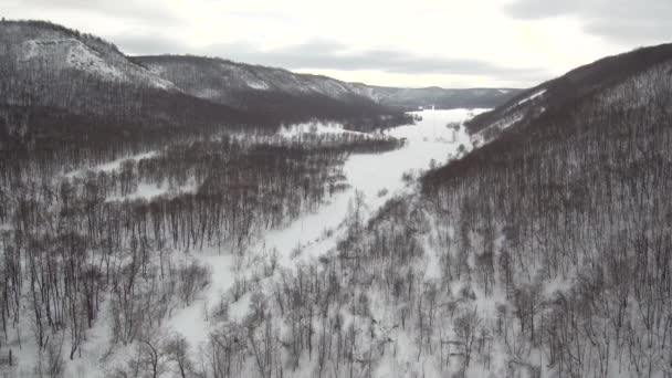 Südural Baschkirisches Dorf Makarovo Gebirge Winter Luftaufnahme — Stockvideo