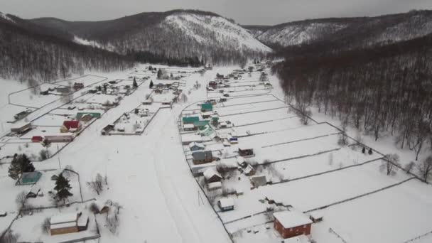 Urais Sul Bashkir Aldeia Makarovo Nas Montanhas Inverno Vista Aérea — Vídeo de Stock