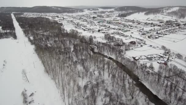 Urales Del Sur Bashkir Pueblo Makarovo Las Montañas Invierno Vista — Vídeo de stock