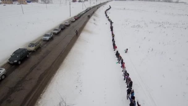 Tiltakozó Mozgalom Oroszországban Magányos Kushtau Hegy Élő Védelmi Lánca Nyilvános — Stock videók