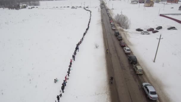 Ruch Protestacyjny Rosji Żywy Łańcuch Obrony Samotnej Góry Kushtau Działania — Wideo stockowe