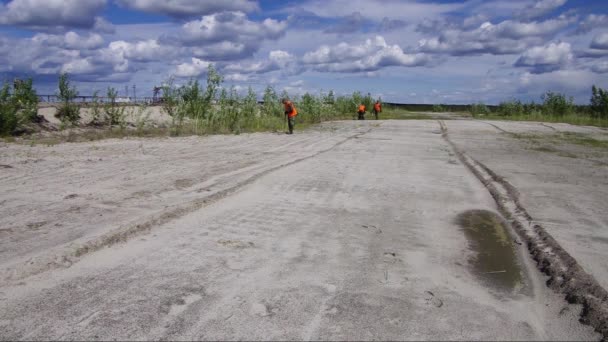 Reclamación Sitio Producción Petróleo Plantar Plántulas Pino — Vídeos de Stock