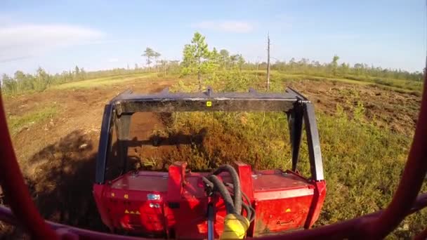 Reclamation Oil Production Site Lamtrac Mulcher Ltr8400 Work Mulching Swamp — Stock Video