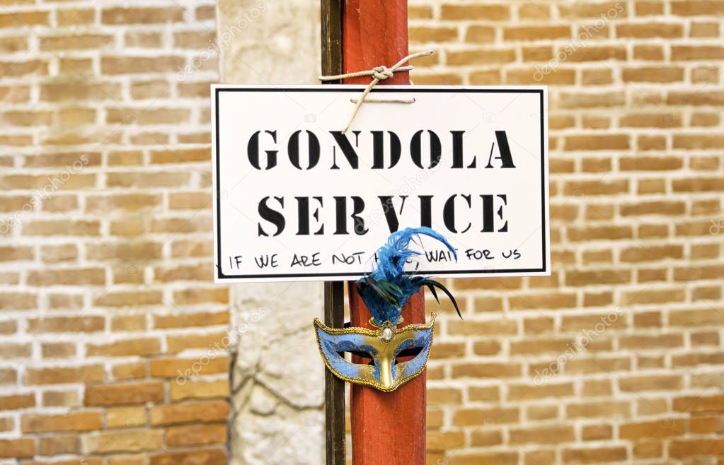 Gondola service sign in Venice