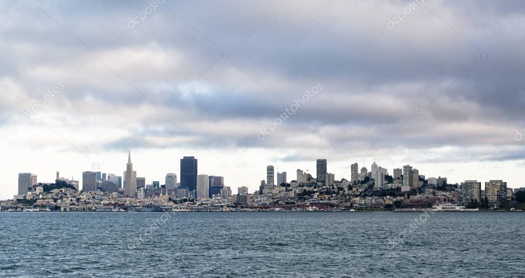 San Francisco skyline in a cloudy day